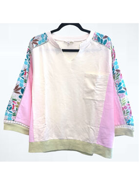 Women’s Easel Los Angeles Color Block Terry Knit Pullover Size S